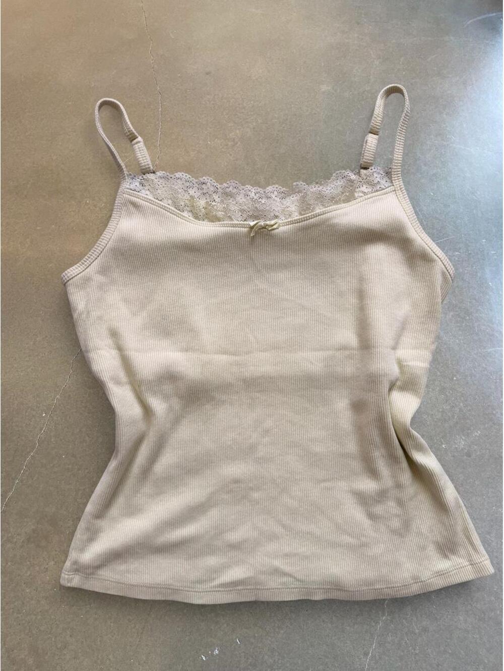 Butter yellow Eye Candy Lace Trim Ribbed Cami | Women’s XL